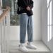 Straight Jeans Men's Trendy Brand Ins Loose Casual Trousers Korean Version Trendy Wide-leg Trousers Hong Kong Style Versatile Dad Trousers_viptrois.com