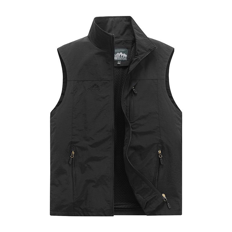 "Men's Utility Vest – Lightweight Nylon Multi-Pocket Photographer Fishing Vest With Stand Collar (8 Colors, M-6XL)"_viptrois.com