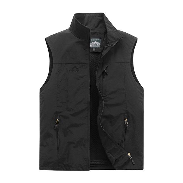 "Men's Utility Vest – Lightweight Nylon Multi-Pocket Photographer Fishing Vest With Stand Collar (8 Colors, M-6XL)"_viptrois.com