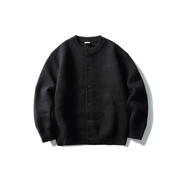 Street Fashion Round Neck Solid Color Cardigan For Men And Women, Autumn Korean Style Knitted Sweater, Casual_viptrois.com