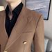 CT Men's Blazer With Metal Buttons, Slim Fit Double Breasted Peak Lapel Single Suit Jacket_viptrois.com