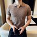 Men's Clothing Handsome Short Sleeved Sweater Trendy Brand Casual Half Sleeved Knitted Sweater Spring And Summer Bottoming Shirt_viptrois.com