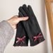 Gentle Bow Winter Driving Gloves For Women, Thickened And Fleece-lined, Warm, Windproof, Woolen, Finger-separated,_viptrois.com