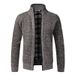 Men's Fleece-Lined Knit Cardigan With Stand Collar - Slim Fit Winter Sweater For Casual & Business Wear (Available In 7 Colors & 6 Sizes)_viptrois.com