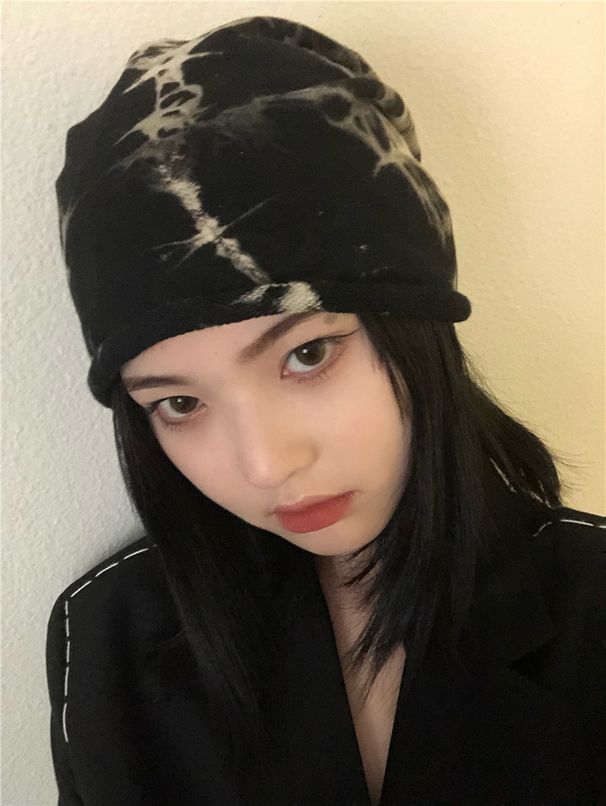 Niche thin tie-dye bag head hat women's spring and autumn new versatile fashionable stacking hat_viptrois.com