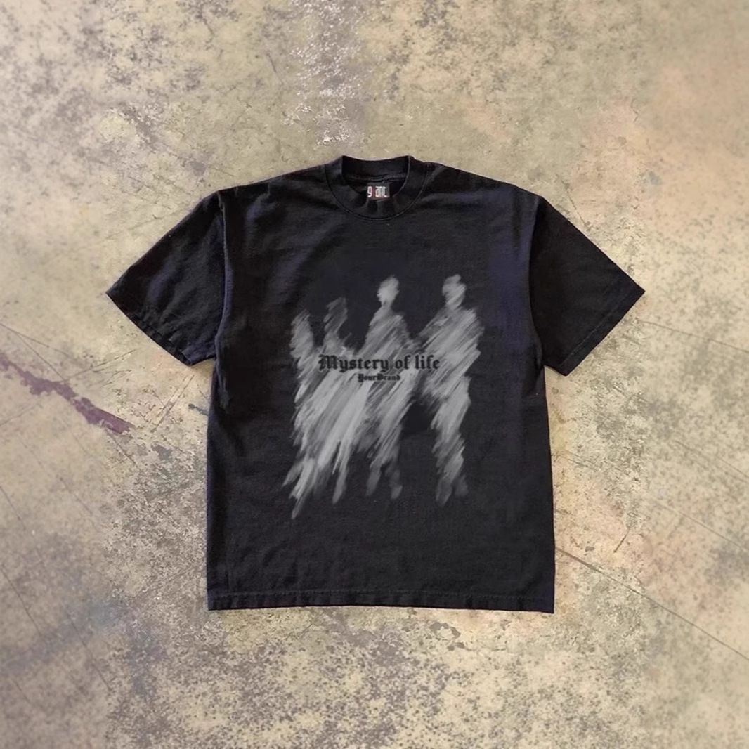 Heavyweight 250gsm Vintage Abstract Print Oversized T-Shirt Unisex Graphic Tee For Men And Women Unisex Versatility_viptrois.com