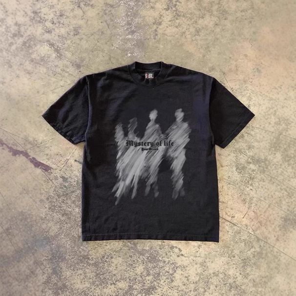 Heavyweight 250gsm Vintage Abstract Print Oversized T-Shirt Unisex Graphic Tee For Men And Women Unisex Versatility_viptrois.com