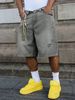 Men's American Retro Street Style Ripped Denim Shorts Summer Loose Wide Leg Casual Capri Pants_viptrois.com