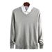 Solid color V-neck sweater for men in spring and autumn, trendy, cool, casual, versatile, loose knit, and knitted_viptrois.com