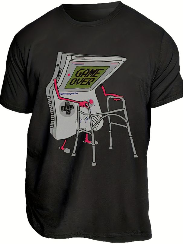 Maglietta Uomo 100% Cotone 180g Collo Tondo Stampa Gamer Stile Y2k Primavera Estate Casual Vestibilità Regolare_viptrois.com