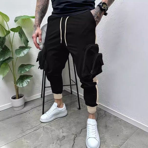 Northfold European And American Cro-Border Men' Caual Zipper Multi-Pocket Color Block Slim Cargo Outdoor Trendy Long_viptrois.com
