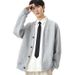 Autumn And Winter New Jacquard Knitted Plus Size Cardigan Casual V-neck Sweatshirt Long Sleeved Jacquard Loose Inner Layer_viptrois.com