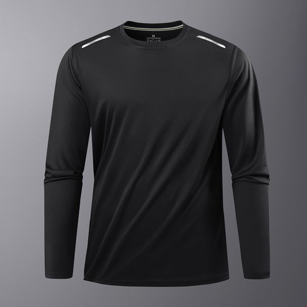 Men's Performance Long Sleeve T-Shirt – Moisture-Wicking Workout Top For Running & Gym (Black/Deep Blue/Heather Gray/White)_viptrois.com