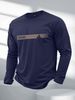 Men's Long Sleeved Round Neck Black T-shirt Top Loose 100 Cotton Tops_viptrois.com