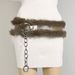 Y2K Glam Faux Fur Chain Belt With Rhinestones - Adjustable Wide Waist Belt For Retro & Edgy Outfits_viptrois.com