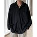 Men's Luxury Minimalist Lace-Up Shirt - Oversized Long Sleeve Blouse With Deconstructed Collar (M-3XL, Polyester, Unisex Streetwear Chic)_viptrois.com