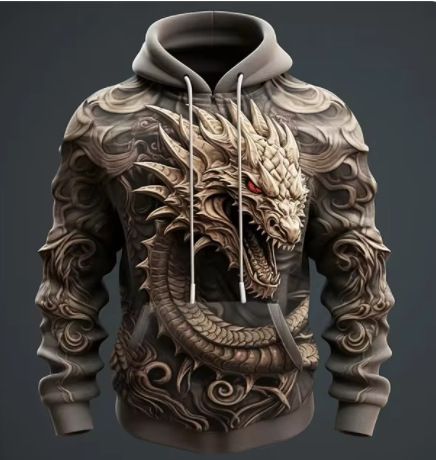Men's 3D Graphic Hooded Sweatshirt - Y2K Streetwear, Oversized Fit, Casual & Sporty Pullover For Everyday Wear_viptrois.com