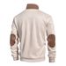 Men's Clothing Men's Contrast Trim Stand Collar Half-Zip Sweatshirt – Lightweight Casual Pullover For Spring & Fall (S-3XL, Off-White/Gray)_viptrois.com