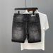 Men's Clothing Ins Trendy Big Hole Denim Shorts Summer New Style Personalized Patch Ink Splash High Street Slim Pants_viptrois.com