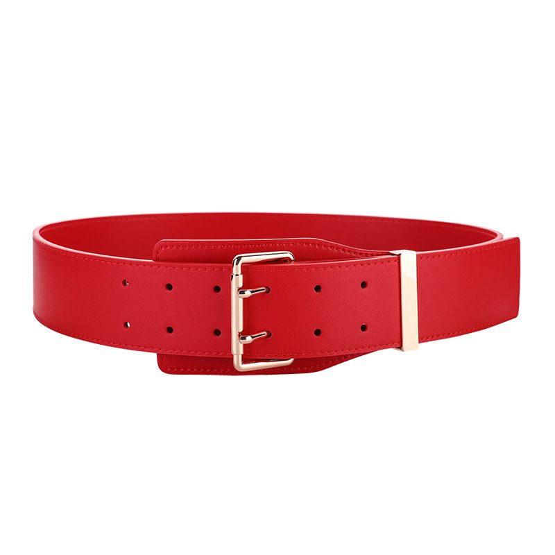Black cowhide wide waist seal fashion trend with suit sweater genuine leather belt two layer cowhide belt men_viptrois.com
