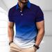 Men's Clothing Men's Summer New Casual Versatile Gradient Short Sleeved Button Lapel Polo Shirt_viptrois.com