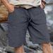 Men's Drawstring Linen-Cotton Shorts - Breathable Straight Cut Summer Shorts For Casual & Outdoor Wear_viptrois.com