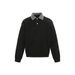American High Street Men's Trendy Loose Spring And Autumn Plaid Lapel Color Block Pullover Sweatshirt_viptrois.com