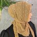 Women's Hijab headscarf lace mesh breathable headscarf beaded diamond elastic lace ladies hood cap_viptrois.com