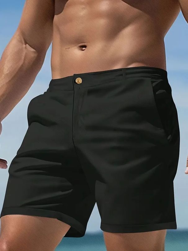 Men's Clothing Casual Shorts Stylish Cotton Blend Shorts Retro American Style Solid Color Comfortable Fit ( White, Gray, Light Gray, Red, Navy Blue)_viptrois.com