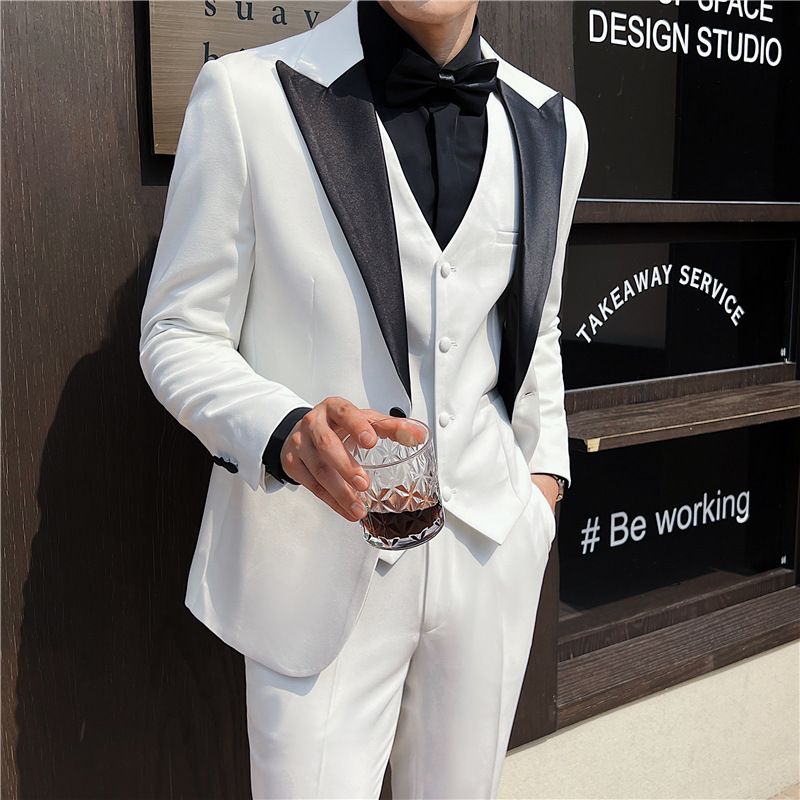 Men's 3-Piece Slim-Fit Suit Set – Wedding & Business Formal (XS-5XL, Black/White)_viptrois.com