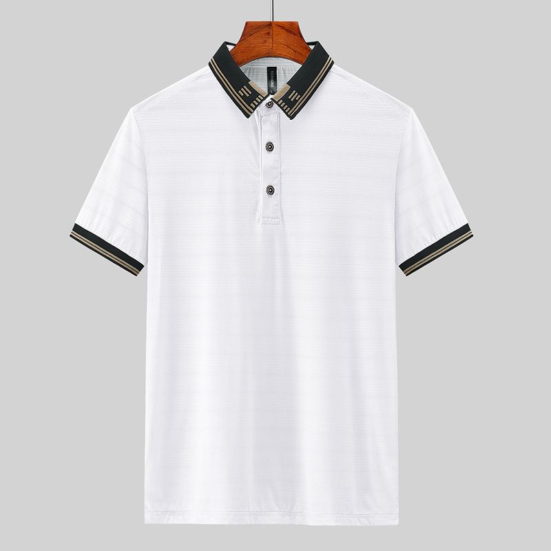 Men's Clothing New Ice Silk Short Sleeve Top Korean Style Trendy Slim Polo Shirt Fashion Casual Lapel Top_viptrois.com
