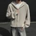 2025 Autumn Loose Pullover Knitted Cardigan Thickened Men's Sports Casual Hooded Sweater New Style_viptrois.com