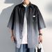 Men's Ombre Short Sleeve Shirt - Summer Casual Workwear Shirt With Ice Silk Feel (M-3XL, Quick-Dry Polyester Blend, Relaxed Fit)_viptrois.com