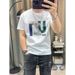 New Short-sleeved Trendy Men's Short-sleeved T-shirt Summer Letter Half-sleeved Slim-fit Printed Youth Crew Neck Top Trendy Brand_viptrois.com