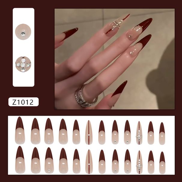 Beauty & Health Angora Red Flash French Cross Atmosphere Detachable Nail Art Pieces Wearable Nails 24 Pieces_viptrois.com