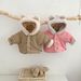 Baby clothing for children men and women neutral thick solid color top warm hooded casual fashion bear coat winter_viptrois.com