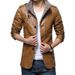 Men's Faux Leather Jacket With Fur Collar – Mid-Length Winter Coat (Black/Khaki/Grey, M-8XL)_viptrois.com