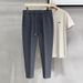 Men's Clothing 2024 Spring And Autumn New Slim Elastic Waist Small Foot Trousers Men's Casual Nine-Point Pants Drape Trendy Straight_viptrois.com