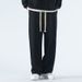 Korean-Style Straight-Leg Sweatpants For Men – 95% Polyester High-Waisted Relaxed Fit Pants (Lightweight, Minimalist, Drawstring Waist, Black/Grey)_viptrois.com