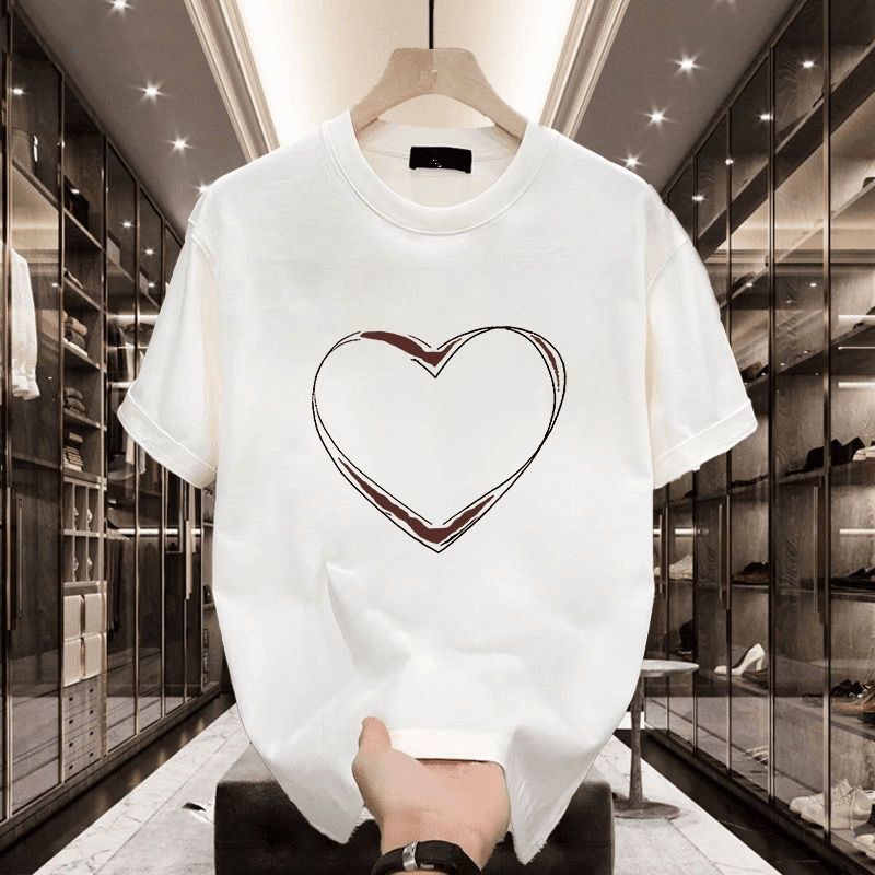 Men's And Women's Shirts Versatile Summer American Tops Trendy Hiphopt Printed Short Sleeves Loose High Street Pure Cotton_viptrois.com