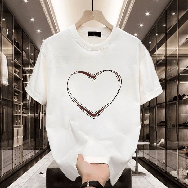 Men's And Women's Shirts Versatile Summer American Tops Trendy Hiphopt Printed Short Sleeves Loose High Street Pure Cotton_viptrois.com
