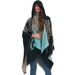 Unisex Peacock jacquard black and blue hooded cape cape_viptrois.com
