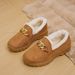 New snow cotton shoes low-top warm women's snow boots Black brown fashion chain beanie shoes_viptrois.com