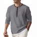 Men's Premium Linen Henley Neck Long Sleeve T-Shirt - Breathable Relaxed Fit Casual Top (White/Grey/Black/Khaki/Light Blue/Army Green) - S-XXXL_viptrois.com