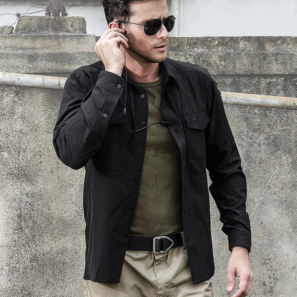 Archon quick-drying tactical shirt men's long-sleeved shirt military fans spring and autumn stretch special duty training outdoor quick-drying shirt_viptrois.com
