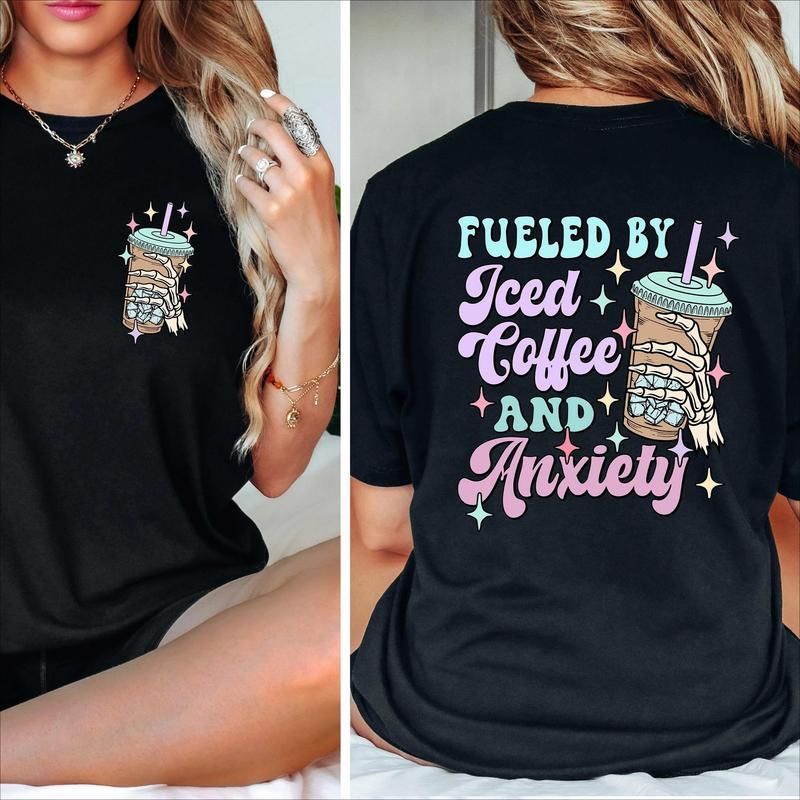 Camiseta Calavera Con Helado Y Ansiedad Skellington Salud Mental Regalo Para Mamá Amante Del Café Sudadera Ropa De Mujer_viptrois.com