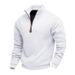 American-style Fleece Lined Skin-friendly Warm Men's Stand Collar Long Sleeve Half-zip Sports Casual Sweatshirt_viptrois.com