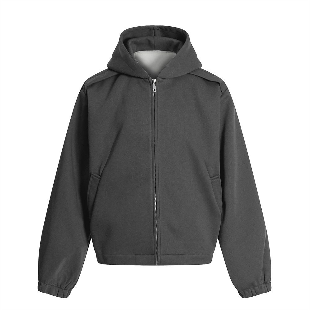 Loose Cardigan Hooded Sweatshirt Spring Autumn Men's Fashion Vibe Brand American Style Simple Versatile Solid Color_viptrois.com