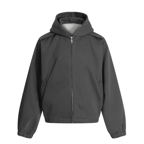 Loose Cardigan Hooded Sweatshirt Spring Autumn Men's Fashion Vibe Brand American Style Simple Versatile Solid Color_viptrois.com