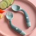 2PCS Baby Feeding Spoon Fork Sets Toddler Infant Bendable Silicone Soft Spoons Children Tableware Safe Learning Feeding Flatware_viptrois.com